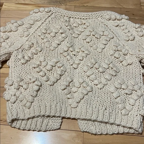 Chicwish Cream Heart Textured Knit Cardigan - Picture 7 of 13